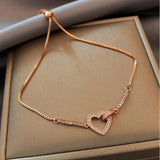 Zircon Love Heart Bracelet for Women - Adjustable Friendship Bracelet