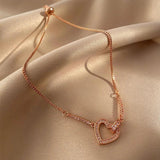 Zircon Love Heart Bracelet for Women - Adjustable Friendship Bracelet