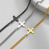 KOTik Stainless Steel Cuban Chain Bracelet with Vintage Cross