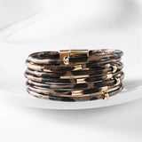 Charm Leopard Layered Bracelet for Women Boho Cuff Wrap Bracelets with Beads