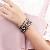 Charm Leopard Layered Bracelet for Women Boho Cuff Wrap Bracelets with Beads