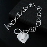 925 Silver Double Heart Pendant Bracelets for Women