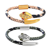 Snake-print Leather Rope Bracelet High Metal Snake Fine Jewelry Gift