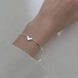 Silver Love Heart Charm Bracelet Bangle for Women