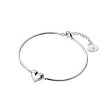 Silver Love Heart Charm Bracelet Bangle for Women