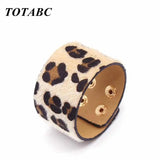 Leopard Circle Leather Bracelet Women Bangle Jewelry