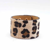 Leopard Circle Leather Bracelet Women Bangle Jewelry