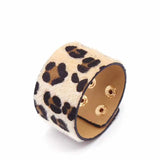 Leopard Circle Leather Bracelet Women Bangle Jewelry
