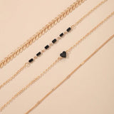 Heart Chain Bracelets for Women Charms Bead Leaf Adjustable Bohemian Jewelry