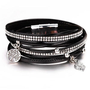 Vintage Tree of Life Charm Leather Bracelets for Women