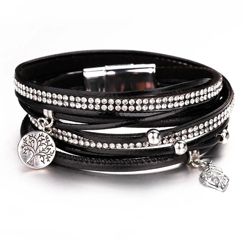 Vintage Tree of Life Charm Leather Bracelets for Women