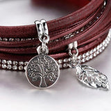 Vintage Tree of Life Charm Leather Bracelets for Women