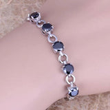 Elegant CZ Silver Plated Chain Bracelet 6.5-7.5 inch S0578