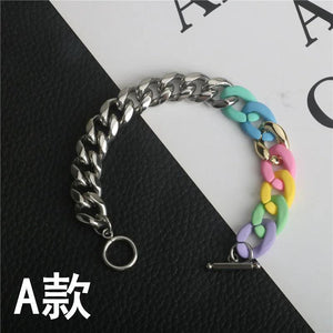 Titanium Steel Acrylic Bracelet OT Buckle Stainless Steel Couple Bracelet