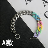 Titanium Steel Acrylic Bracelet OT Buckle Stainless Steel Couple Bracelet