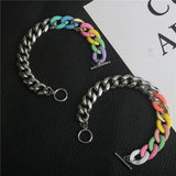 Titanium Steel Acrylic Bracelet OT Buckle Stainless Steel Couple Bracelet