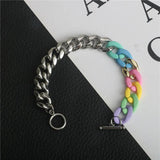 Titanium Steel Acrylic Bracelet OT Buckle Stainless Steel Couple Bracelet