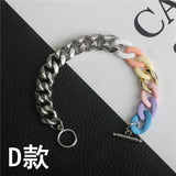 Titanium Steel Acrylic Bracelet OT Buckle Stainless Steel Couple Bracelet