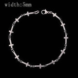 Stylish 5mm Stainless Steel Cross Bracelet Chain 7-11in