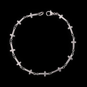 Stylish 5mm Stainless Steel Cross Bracelet Chain 7-11in