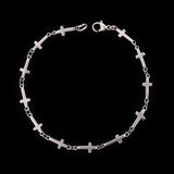 Stylish 5mm Stainless Steel Cross Bracelet Chain 7-11in