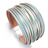 Bohemian Leather Bracelet for Women Multilayer Wrap Wide Bangles