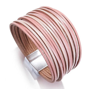 Bohemian Leather Bracelet for Women Multilayer Wrap Wide Bangles