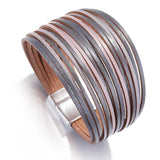 Bohemian Leather Bracelet for Women Multilayer Wrap Wide Bangles