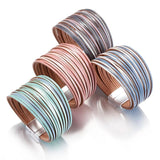 Bohemian Leather Bracelet for Women Multilayer Wrap Wide Bangles