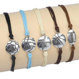 Adjustable Volleyball Charm Bracelet Woven Jewelry