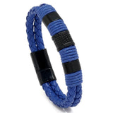 Men's Multi-Layer Leather Charm Bracelet Magnetic Clasp Bangle