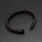 Men's Multi-Layer Leather Charm Bracelet Magnetic Clasp Bangle