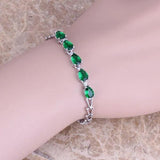 Green Cubic Zirconia Link Chain Bracelet 7 inch