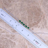 Green Cubic Zirconia Link Chain Bracelet 7 inch