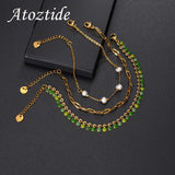 Atoztide Charm 3-Layer Bracelets Stainless Steel Adjustable Bangle Jewelry Gift
