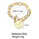 Simulated Pearl Bracelet Round Coin Charm Chains