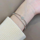 INS Silver Double-Deck Chain Bracelets For Women