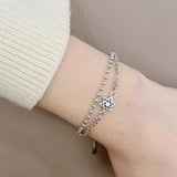 INS Silver Double-Deck Chain Bracelets For Women