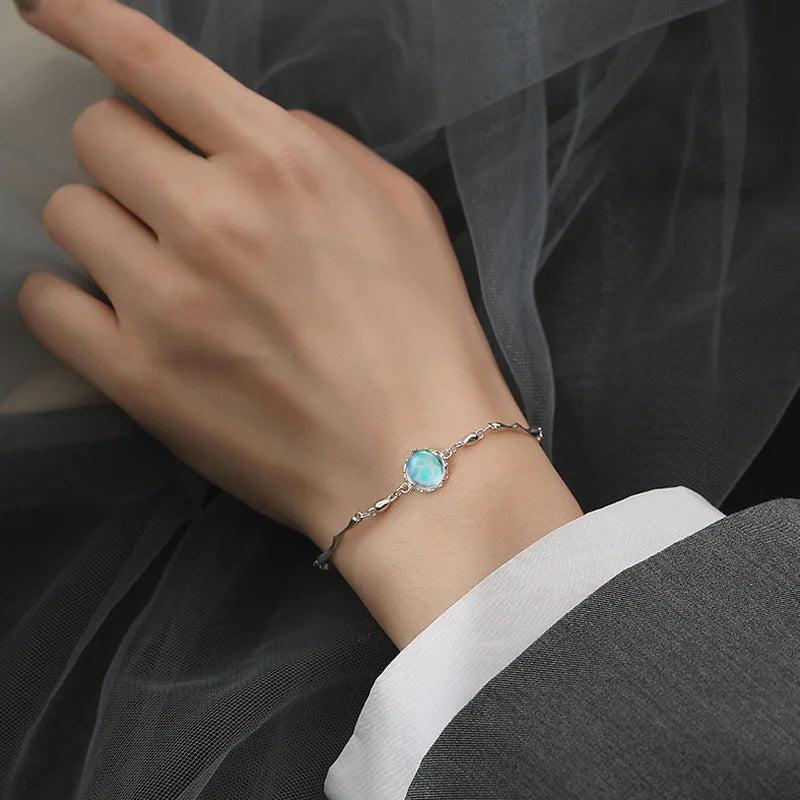 Opal Round Bead Charm Bracelet Women Jewelry Accessories