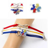 Autism Awareness Bracelet Rhinestone Puzzle Piece Charm Bangles
