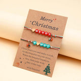 Merry Christmas Glass Pendant Braided Bracelet Crystal Beads