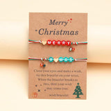 Merry Christmas Glass Pendant Braided Bracelet Crystal Beads