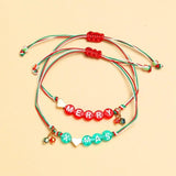 Merry Christmas Glass Pendant Braided Bracelet Crystal Beads
