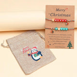 Merry Christmas Glass Pendant Braided Bracelet Crystal Beads