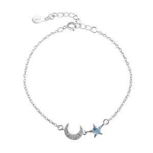 Star Moon Crystal Chain Charm Bracelet Girl Student Jewelry