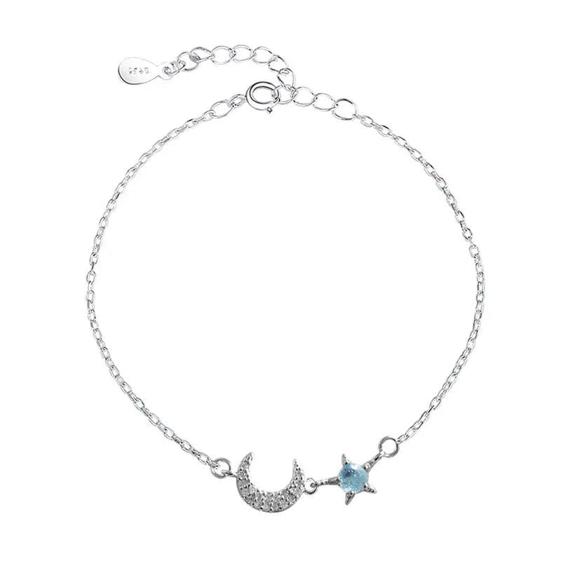 Star Moon Crystal Chain Charm Bracelet Girl Student Jewelry