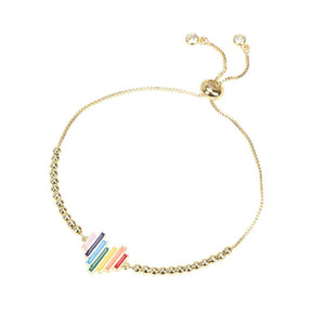 Rainbow Heart Bracelet Women's Adjustable Gold-plated Friendship Jewelry