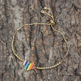 Rainbow Heart Bracelet Women's Adjustable Gold-plated Friendship Jewelry