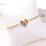Rainbow Heart Bracelet Women's Adjustable Gold-plated Friendship Jewelry
