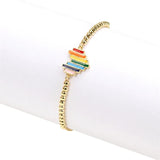 Rainbow Heart Bracelet Women's Adjustable Gold-plated Friendship Jewelry